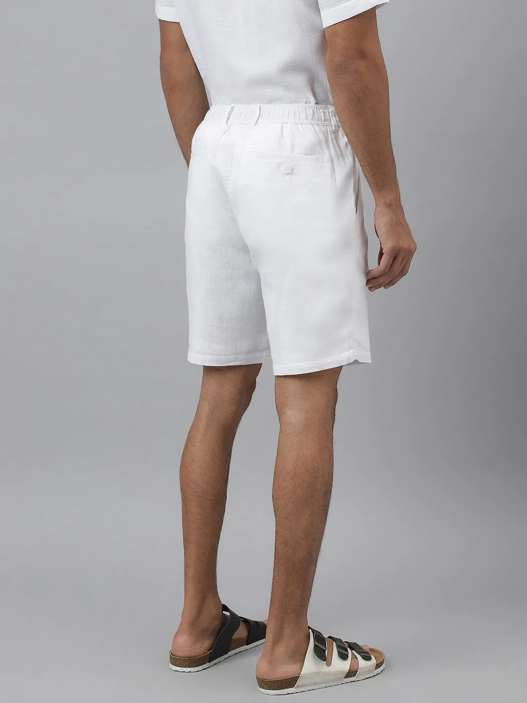 Elasticated Waist with Drawstring Cotton White Shorts - Zenway