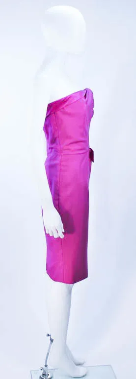 ELIZABETH MASON COUTURE Magenta Silk Cocktail Dress