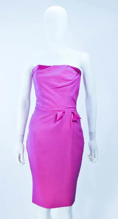 ELIZABETH MASON COUTURE Magenta Silk Cocktail Dress