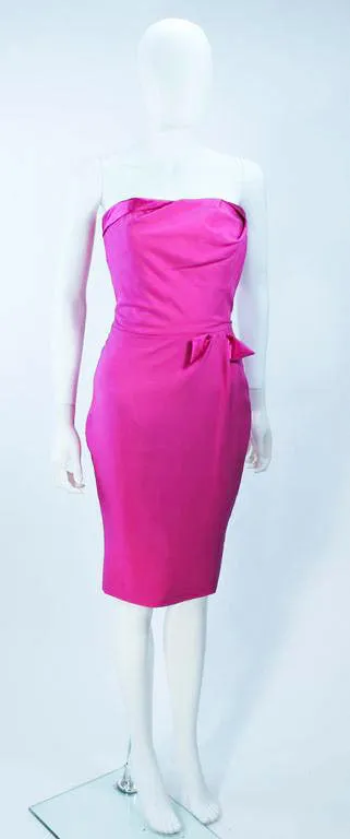 ELIZABETH MASON COUTURE Magenta Silk Cocktail Dress