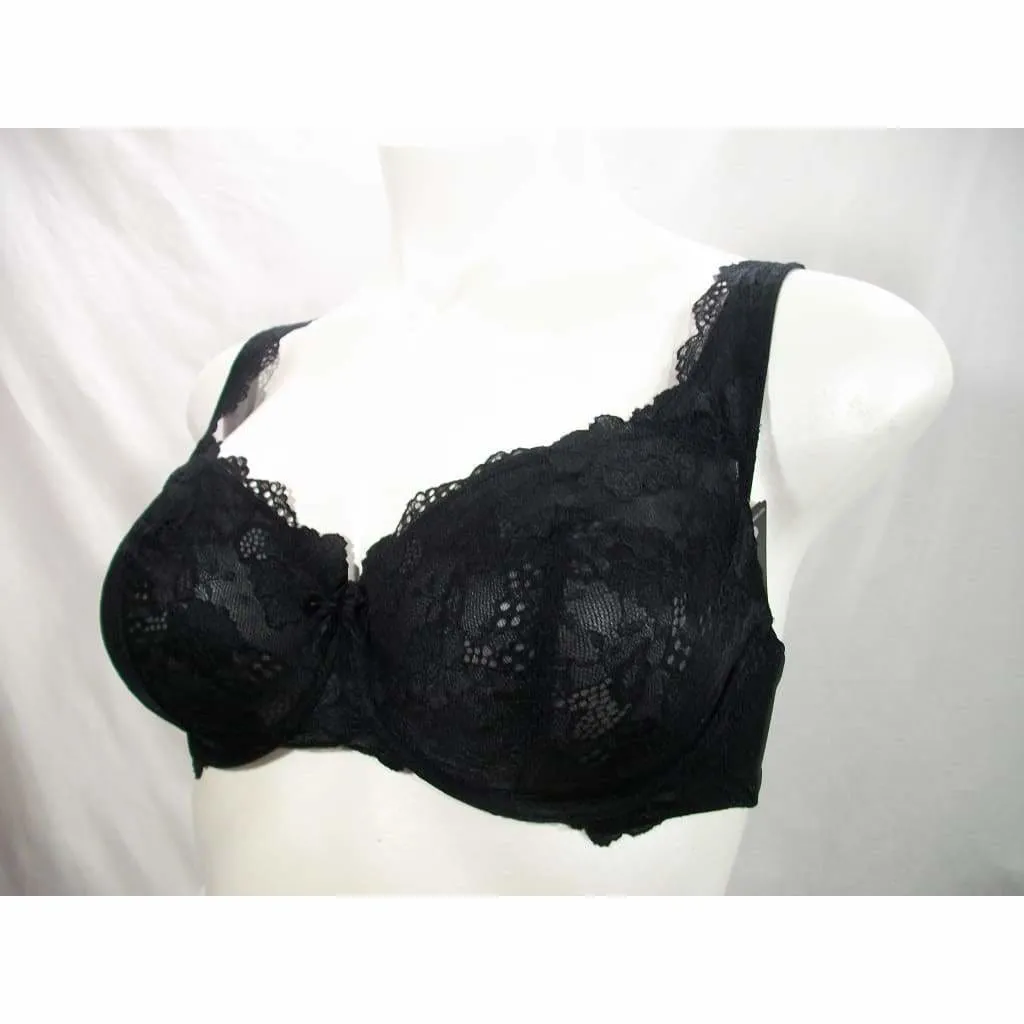 Felina 110026 Monica Unlined Lace Semi Demi Underwire Bra 38DD Black NWT