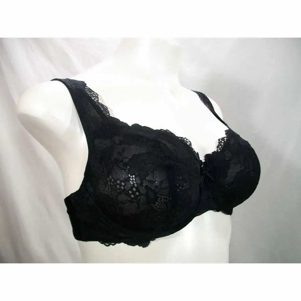 Felina 110026 Monica Unlined Lace Semi Demi Underwire Bra 38DD Black NWT