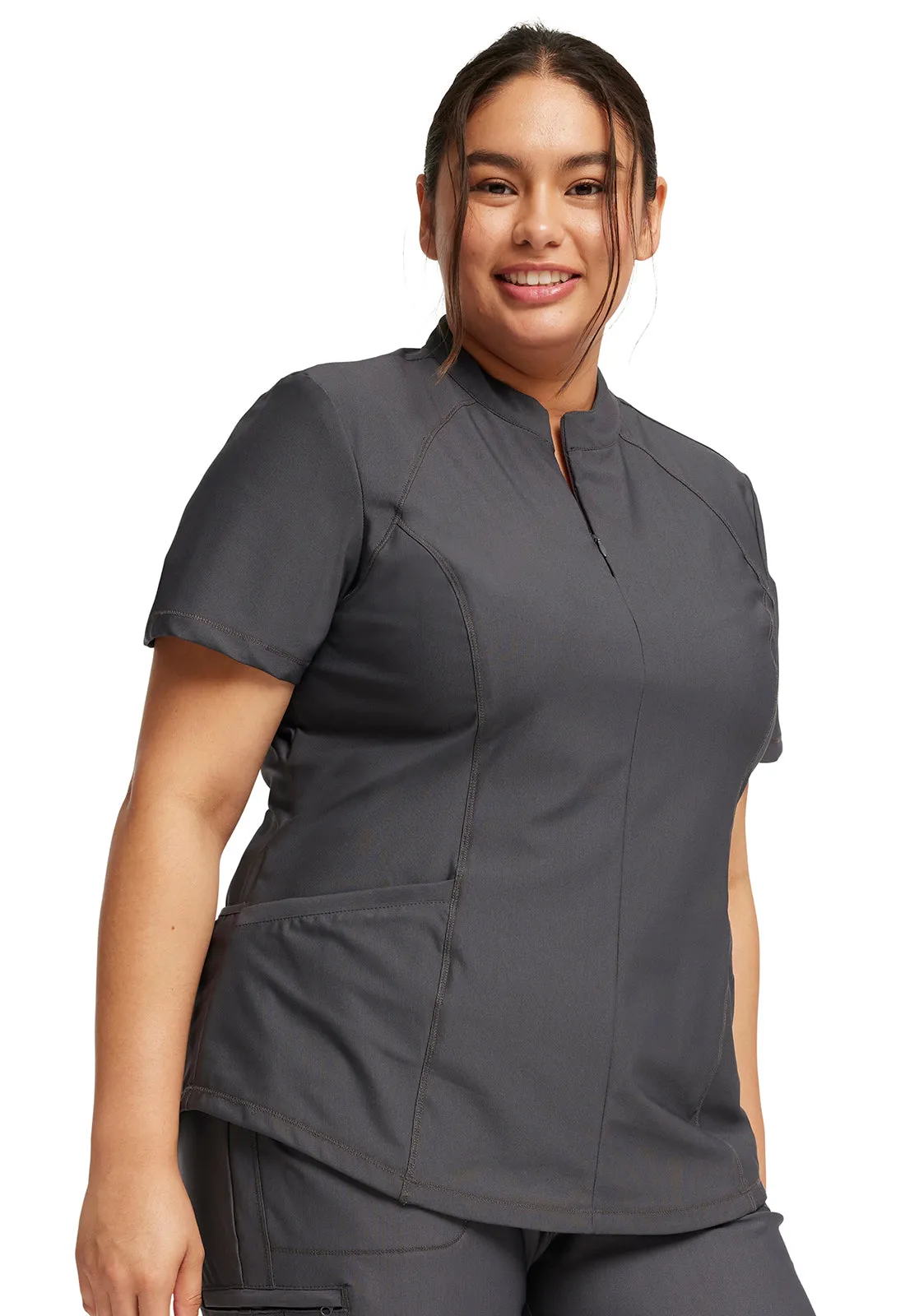 Form - Women's Partial Zip Front Solid Top