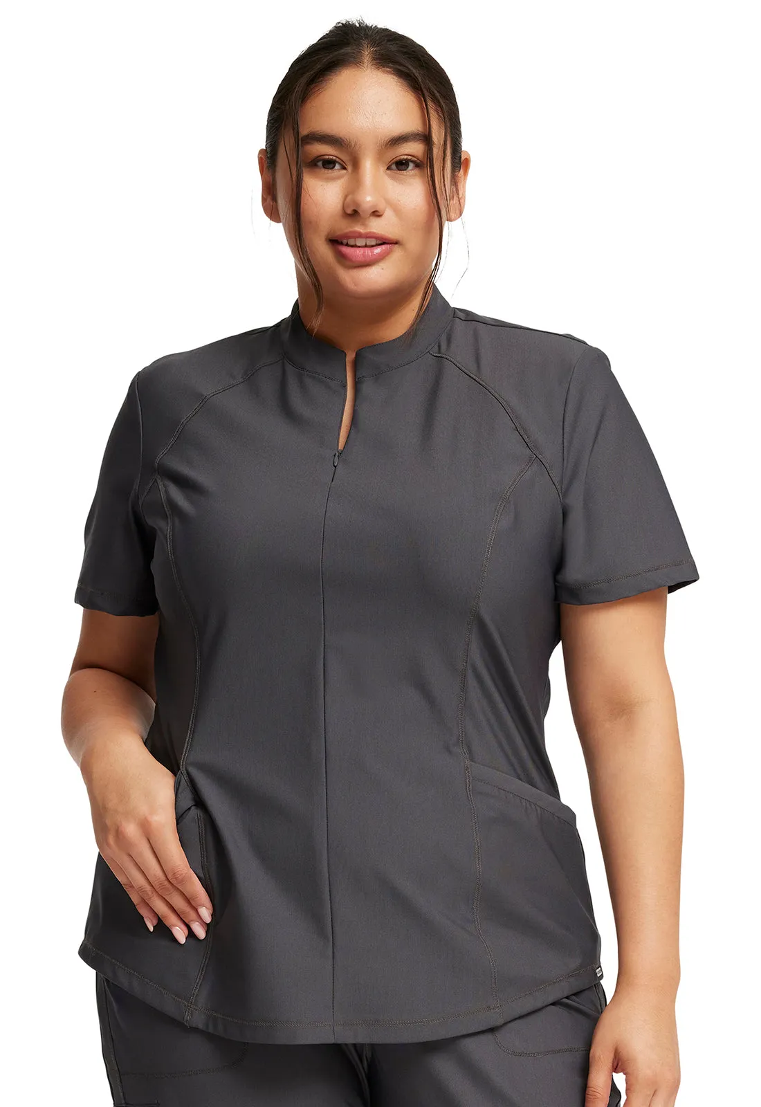 Form - Women's Partial Zip Front Solid Top