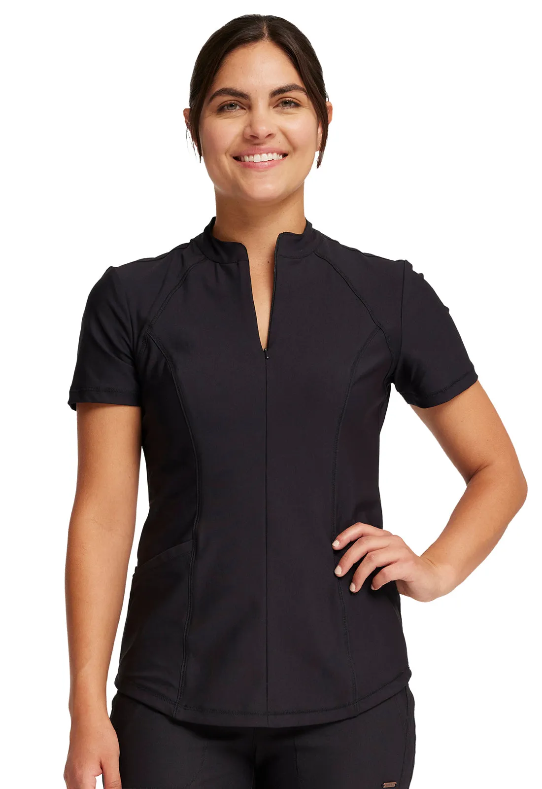 Form - Women's Partial Zip Front Solid Top