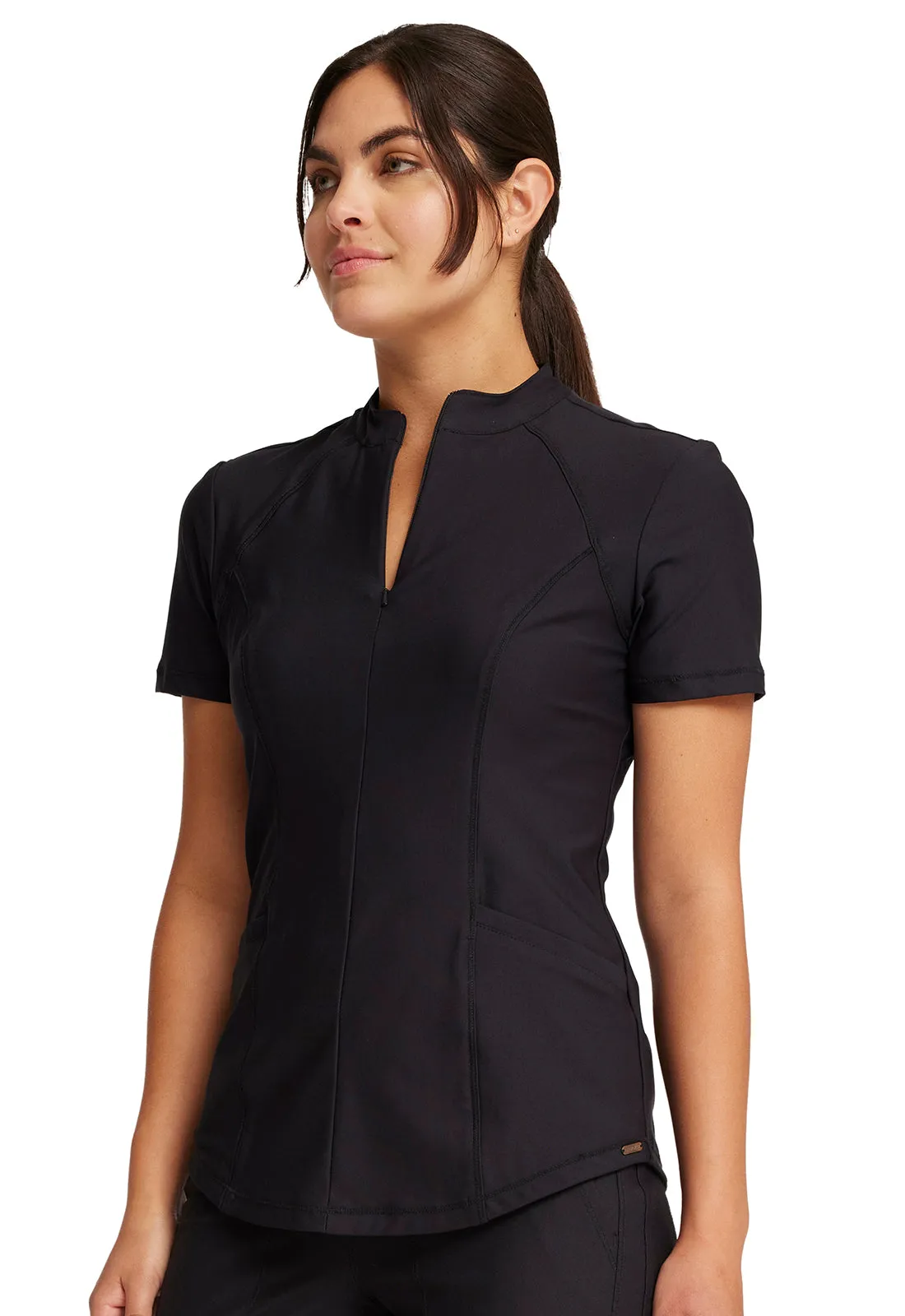 Form - Women's Partial Zip Front Solid Top