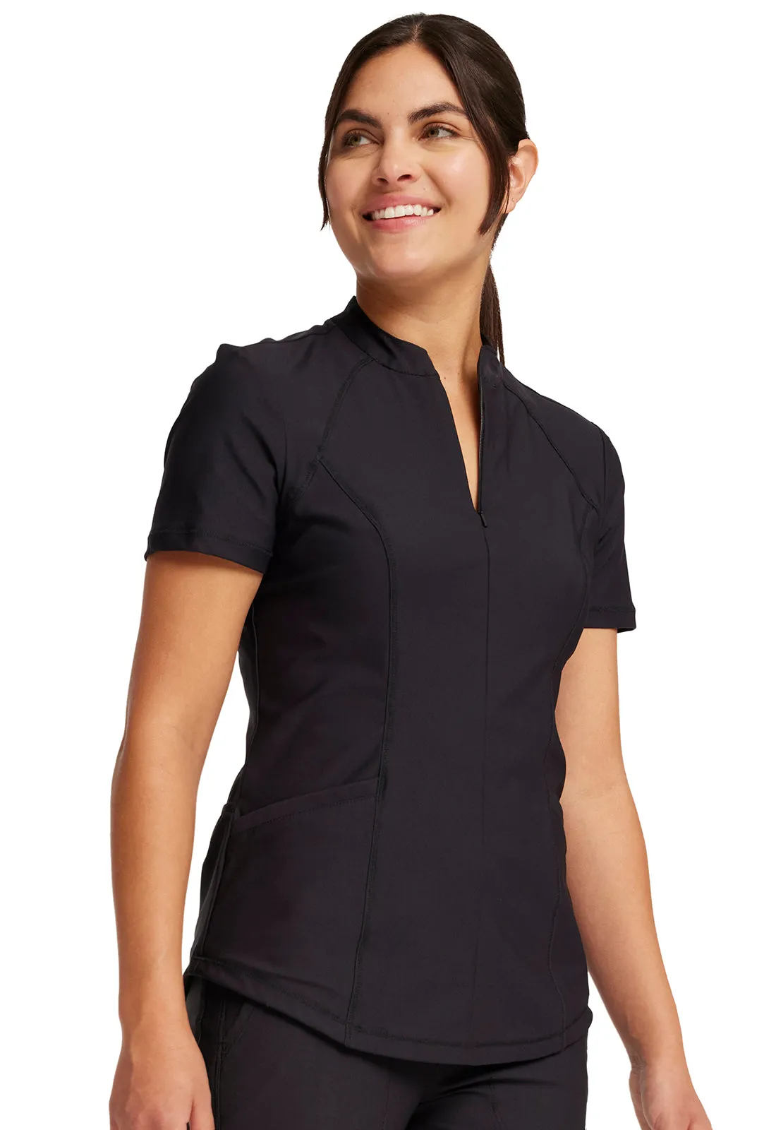 Form - Women's Partial Zip Front Solid Top