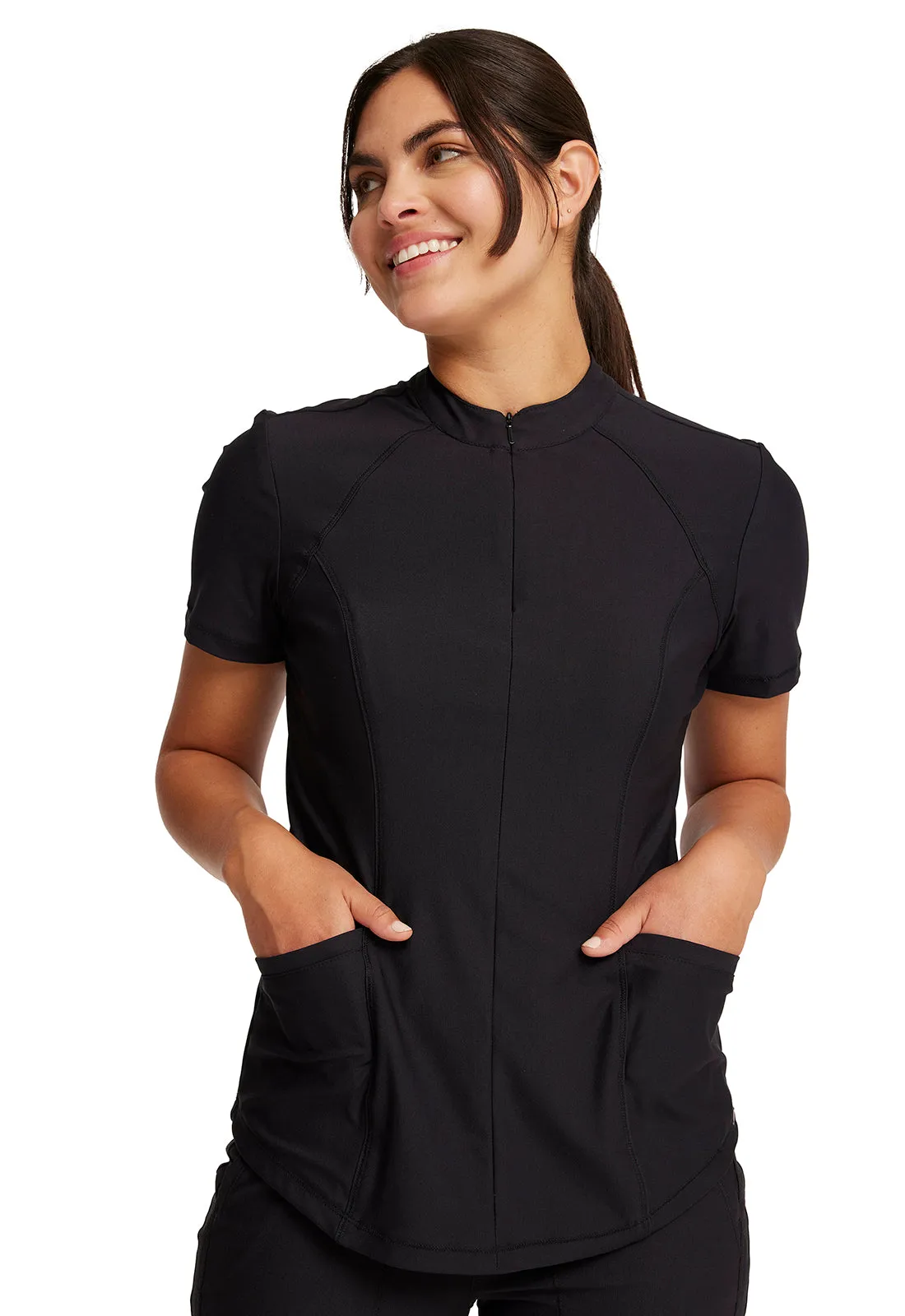 Form - Women's Partial Zip Front Solid Top