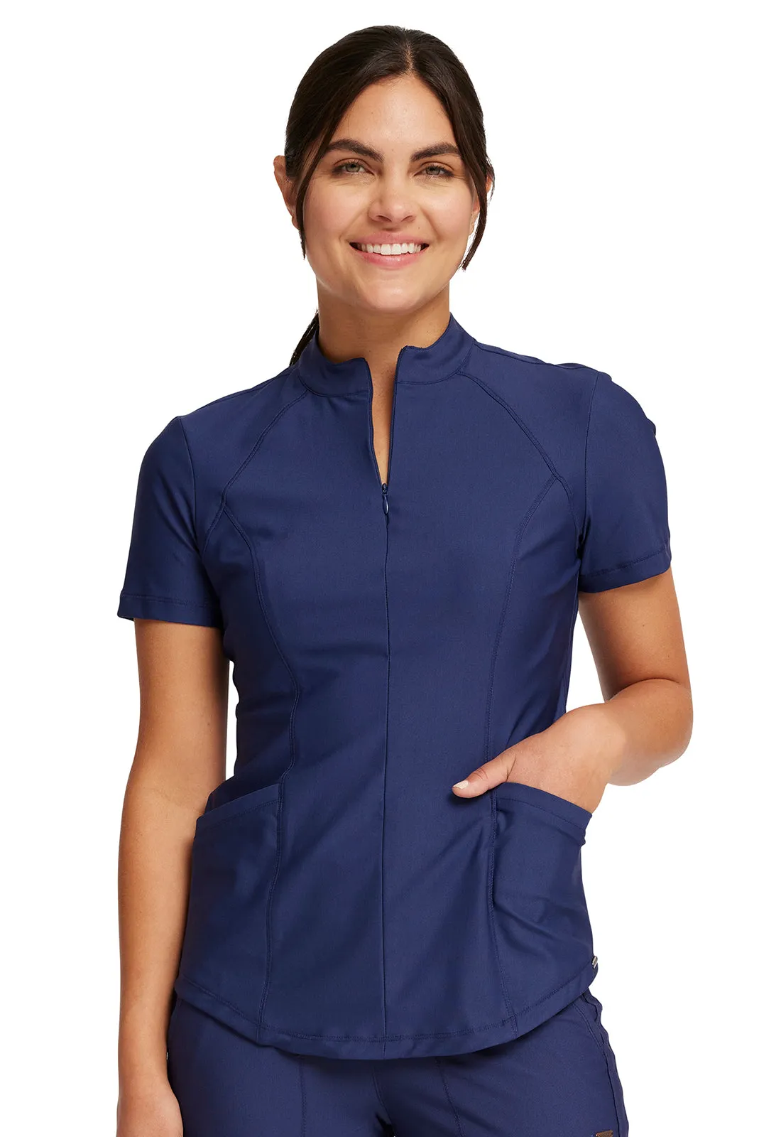 Form - Women's Partial Zip Front Solid Top