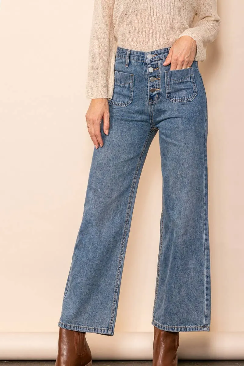 Frankie Front Pocket Flared Jeans