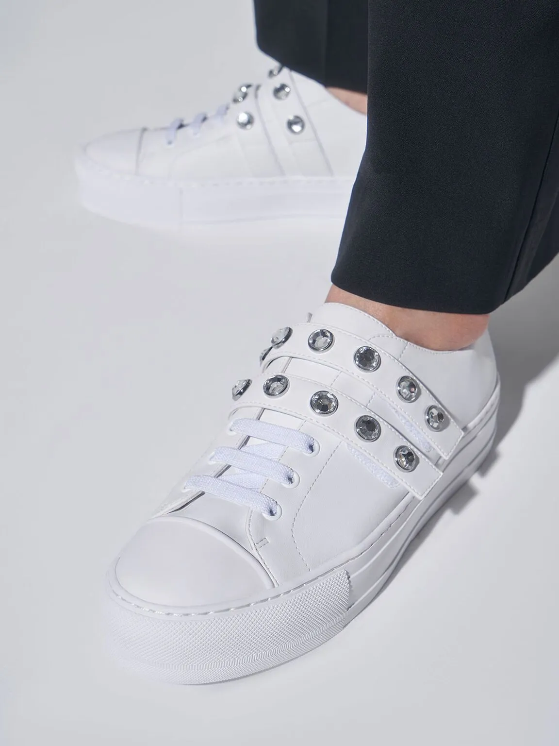 Gem-Embellished Platform Sneakers