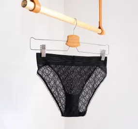 Geometric lace brief [Black]