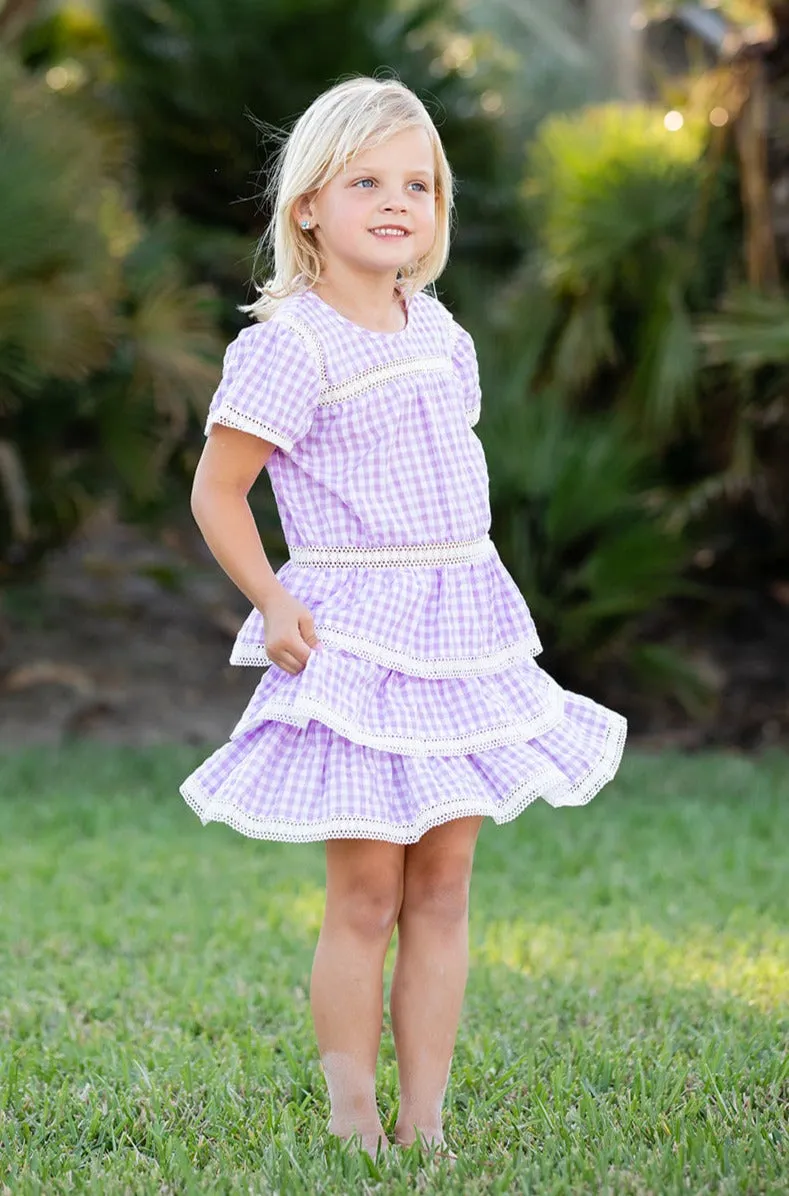 Girl's Hannah Dress / Lavender Gingham