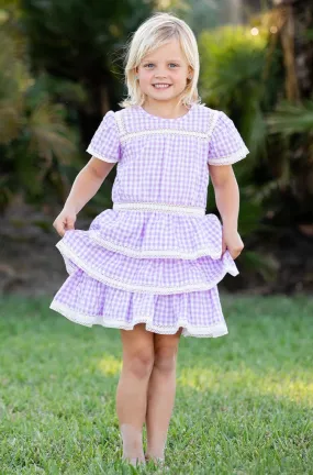 Girl's Hannah Dress / Lavender Gingham