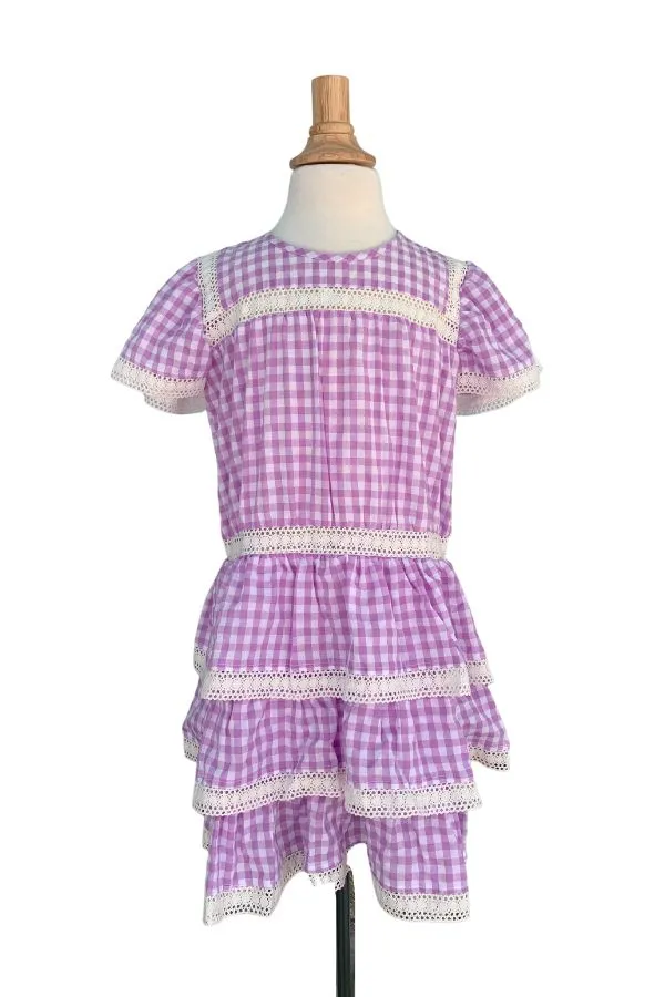 Girl's Hannah Dress / Lavender Gingham