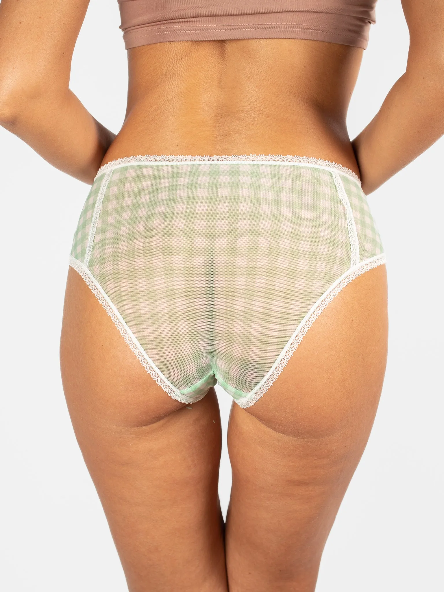 Green Gingham Mesh Brief