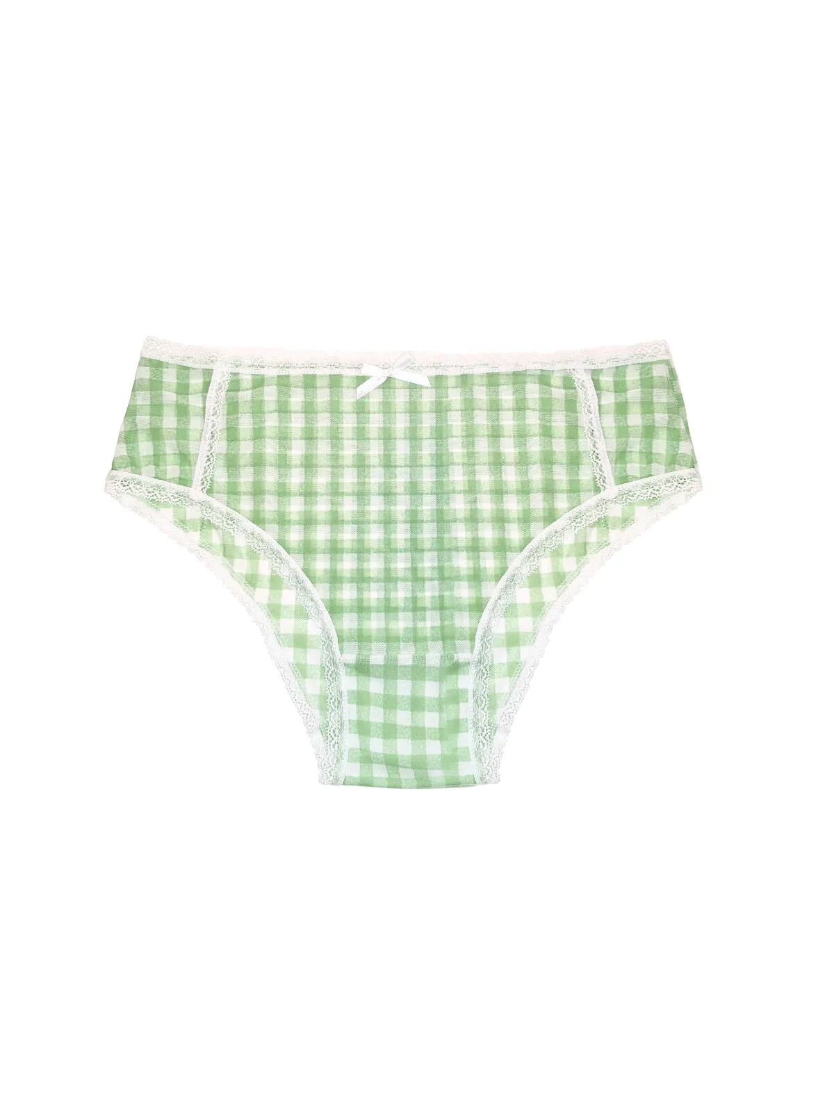 Green Gingham Mesh Brief