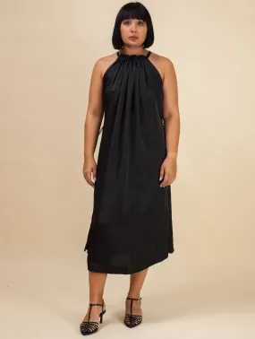 Halter Dress Satin (Black)