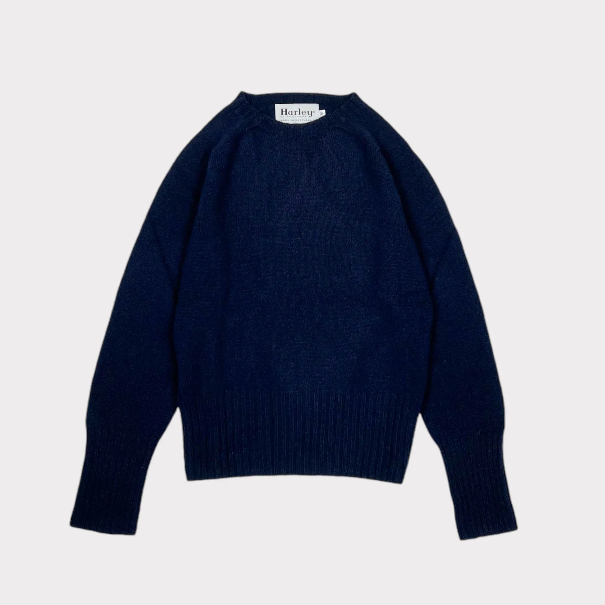 Harley Of Scotland Super Fine Lambswool Jumper Nero Navy