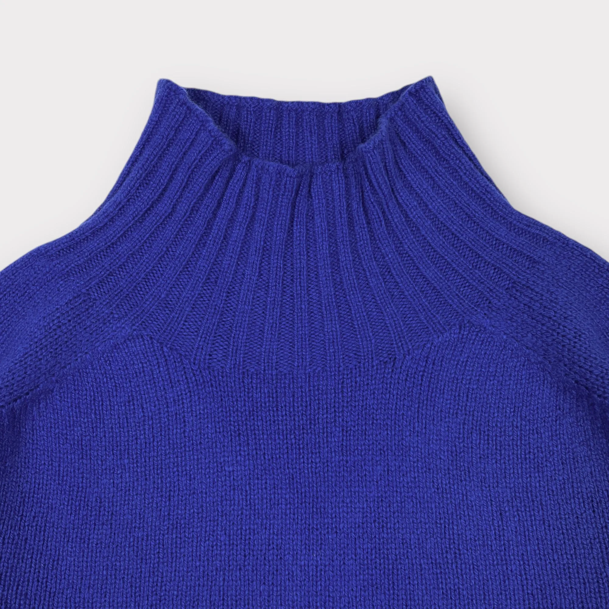 Harley Of Scotland Super Fine Lambswool Mock Neck Klein