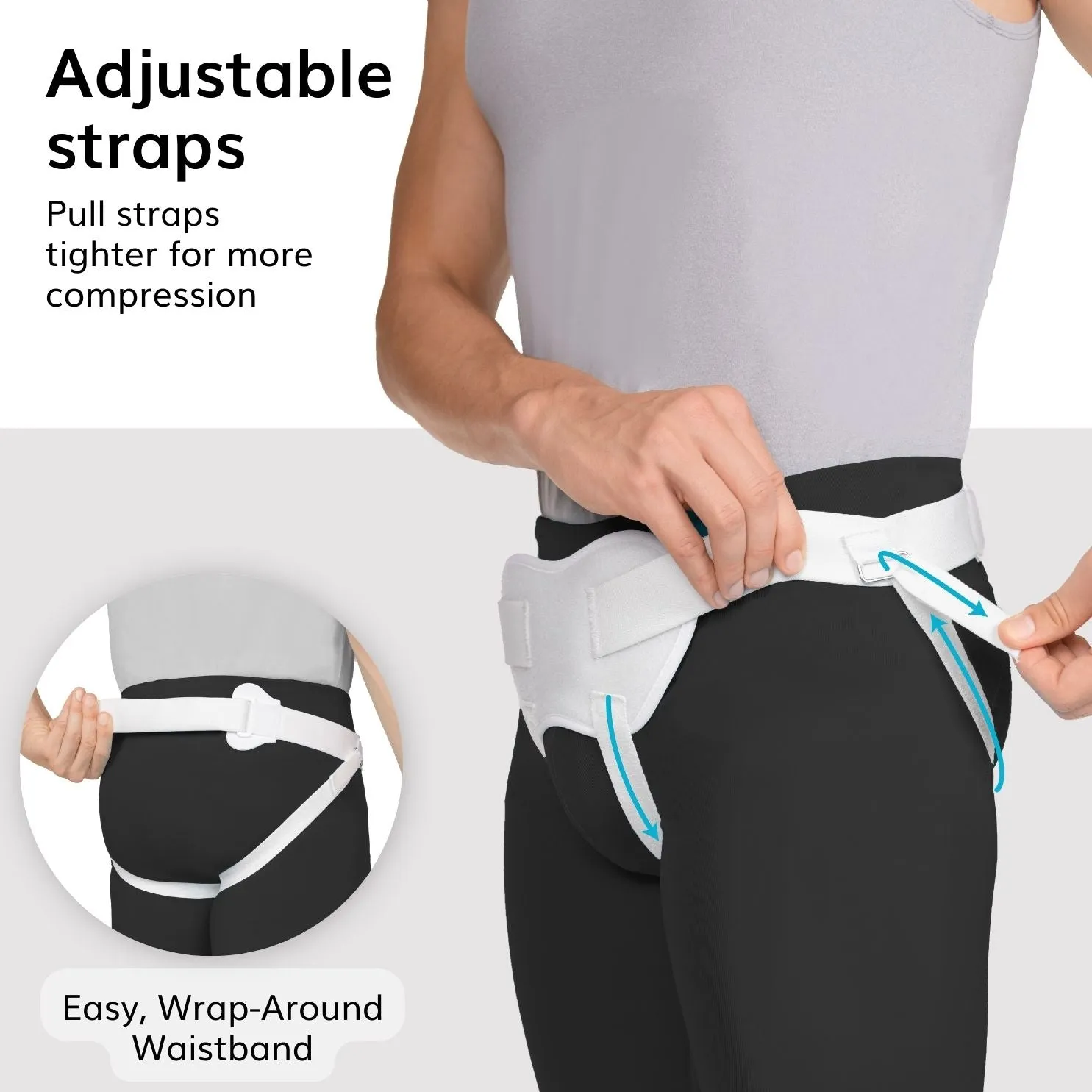 Inguinal Hernia Truss | Groin Support Brace with Adjustable Belt for Scrotal and Femoral Treatment