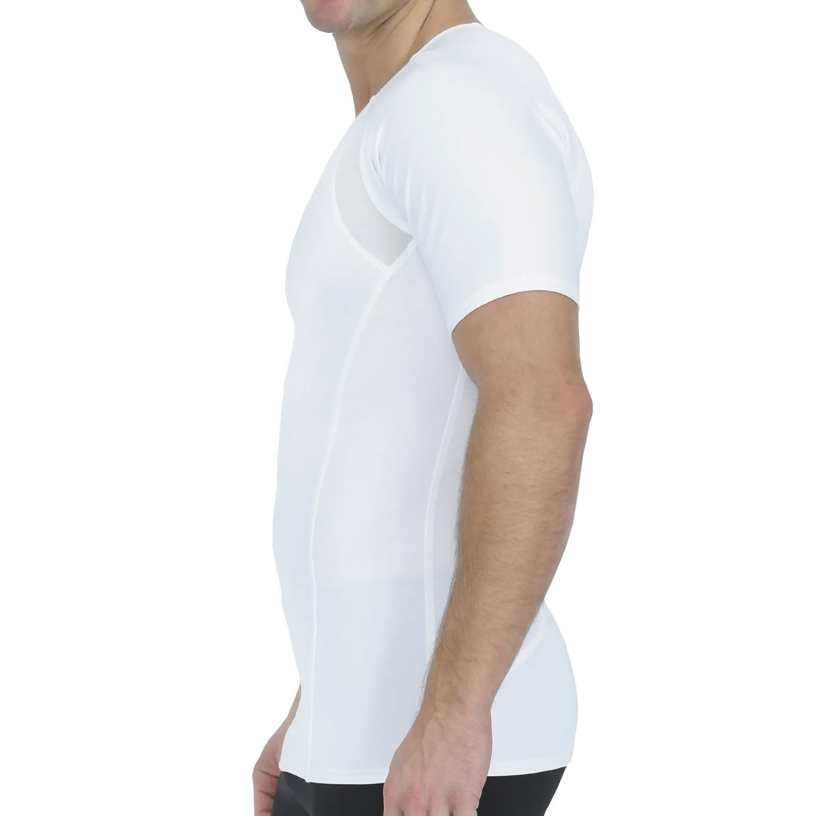 Insta Slim Men’s Side & Back Power Mesh Panel Crew Neck Shirt TS2307