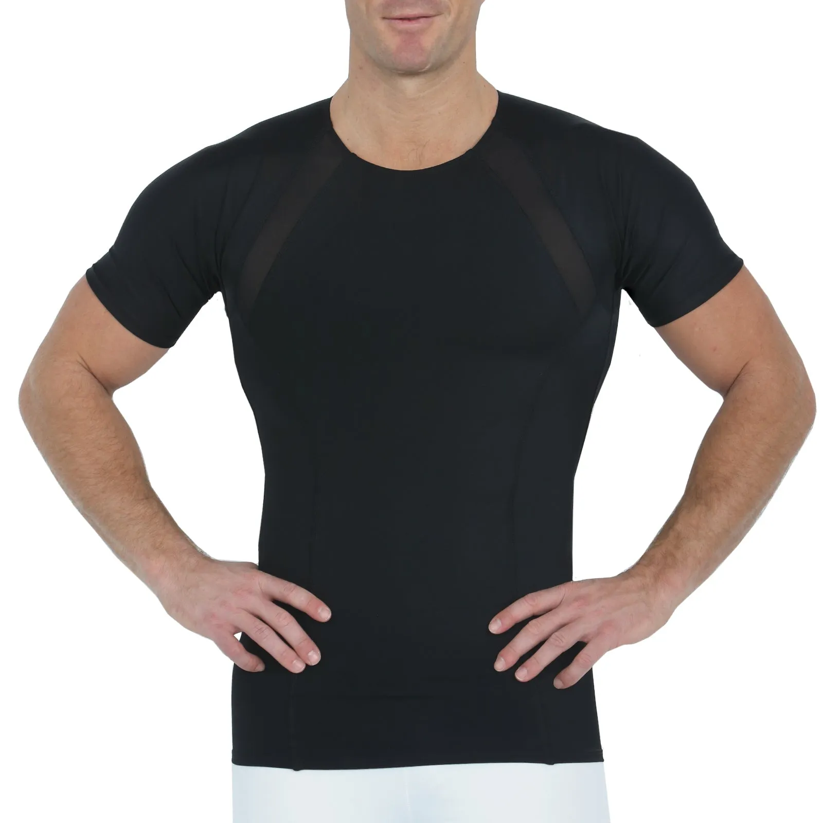 Insta Slim Men’s Side & Back Power Mesh Panel Crew Neck Shirt TS2307