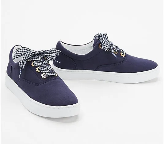 Isaac Mizrahi Live! Canvas Sneakers with Gingham Laces