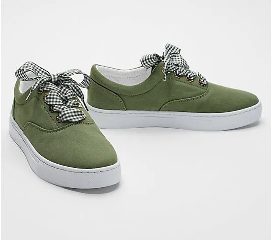 Isaac Mizrahi Live! Canvas Sneakers with Gingham Laces