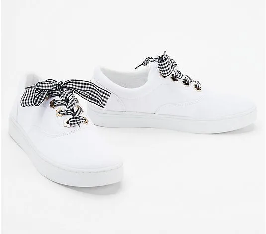 Isaac Mizrahi Live! Canvas Sneakers with Gingham Laces