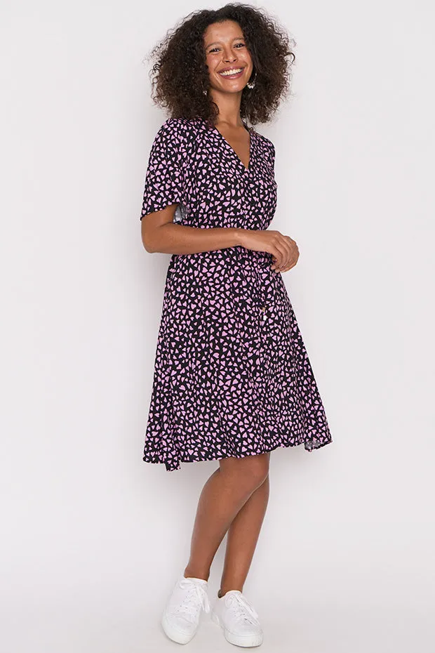 Jaz Abstract Hearts Black Pink Dress