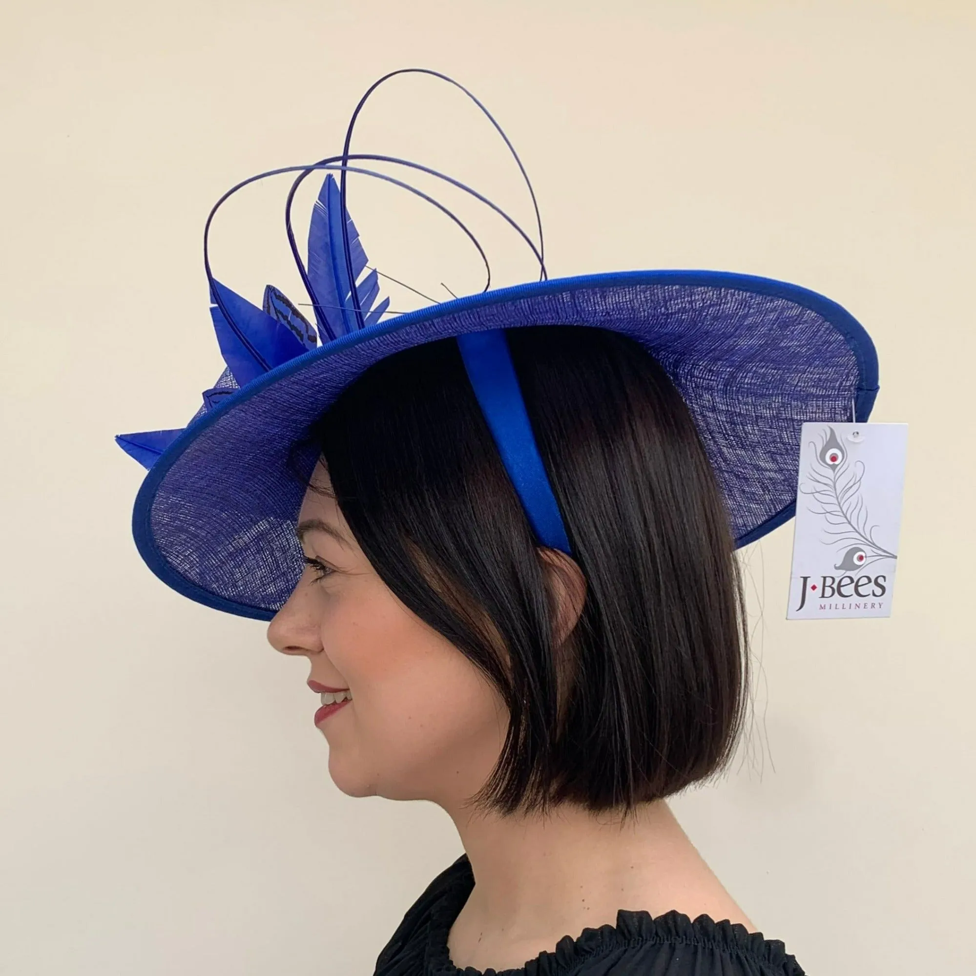 JBees JB23/287 Tear drop Hatinator with feathers in Blues