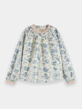 Kids - Printed long sleeved woven top