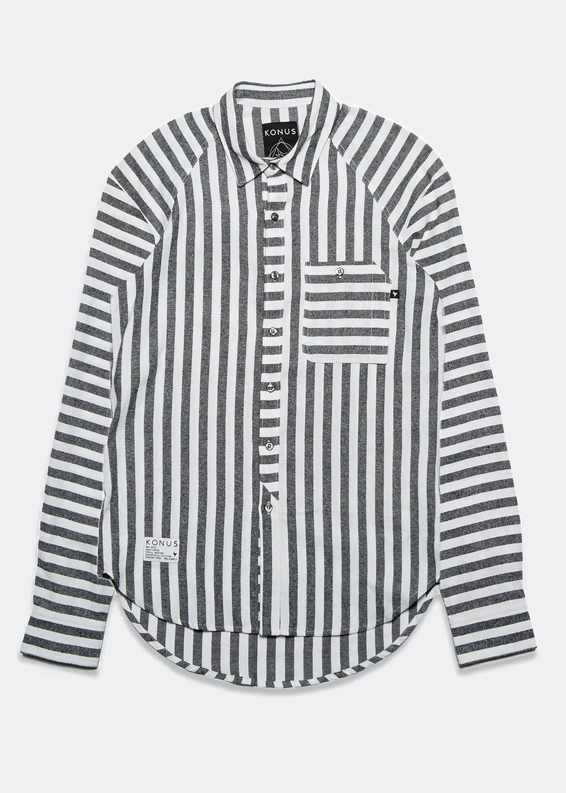 Konus Men's Striped Raglan Button Down Shirt