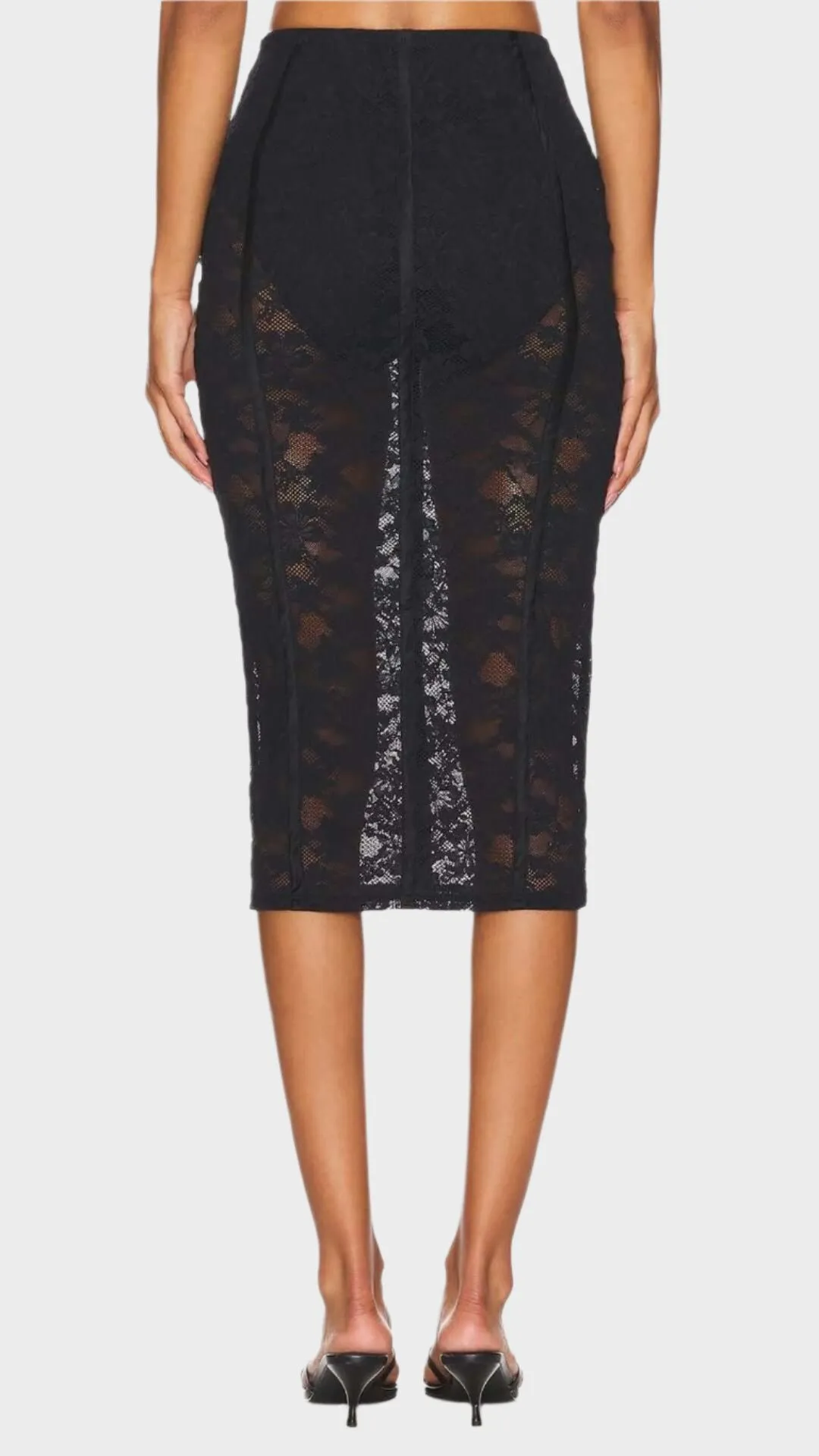 Le Stretch Lace Pencil Skirt in Black