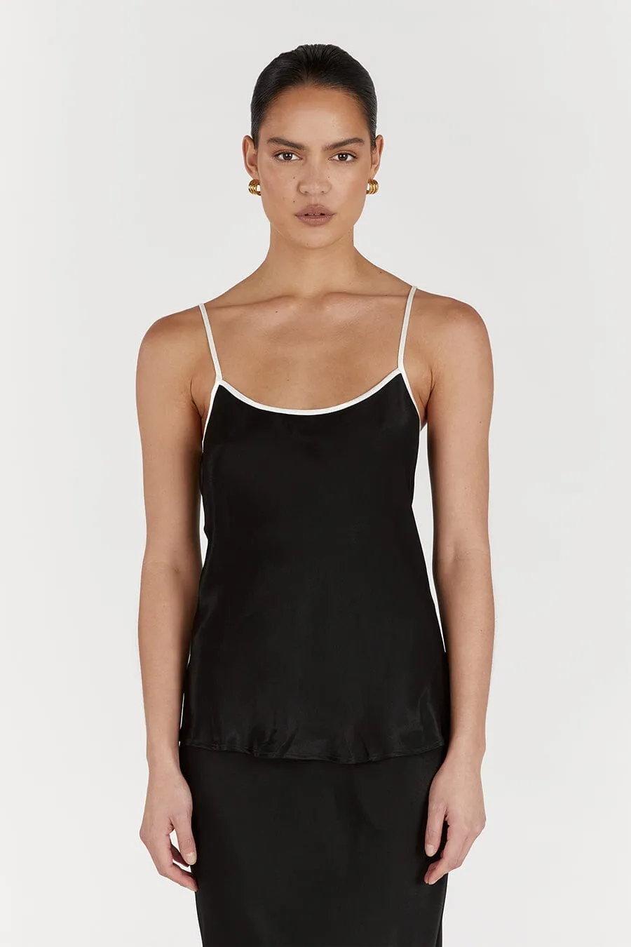 LETTY BLACK SATIN CONTRAST CAMI