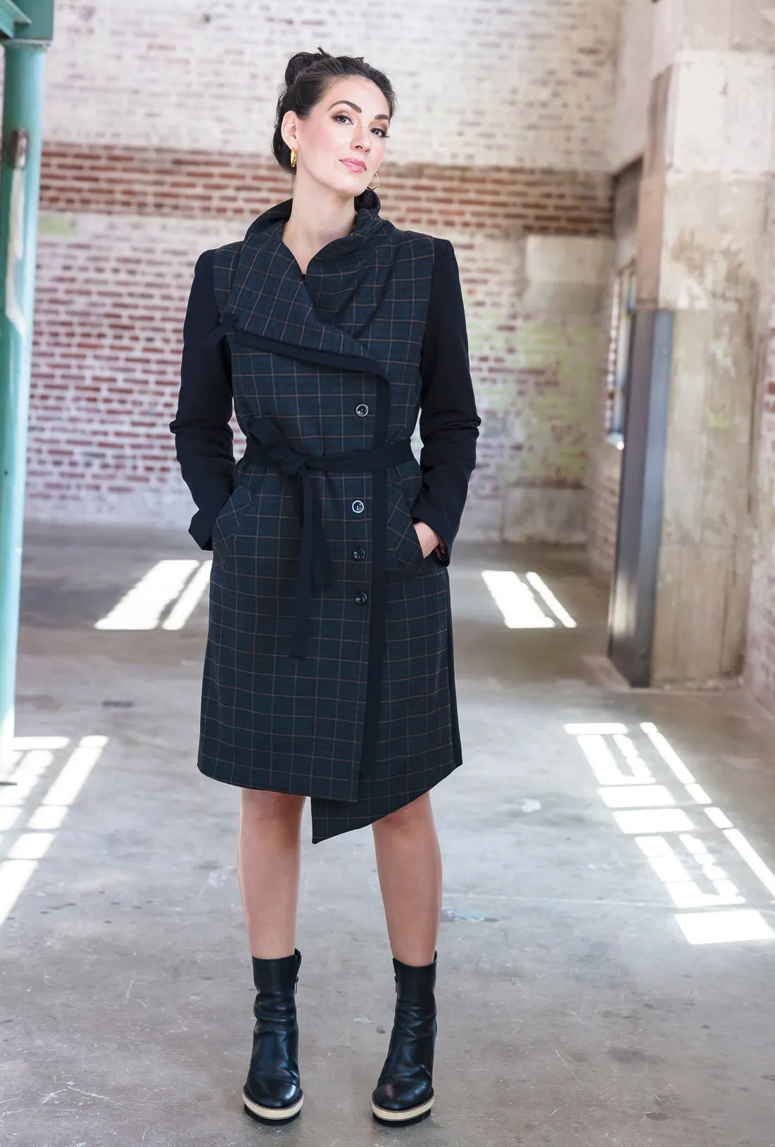 MALYN ASYMMETRICAL COAT · Japanese char plaid