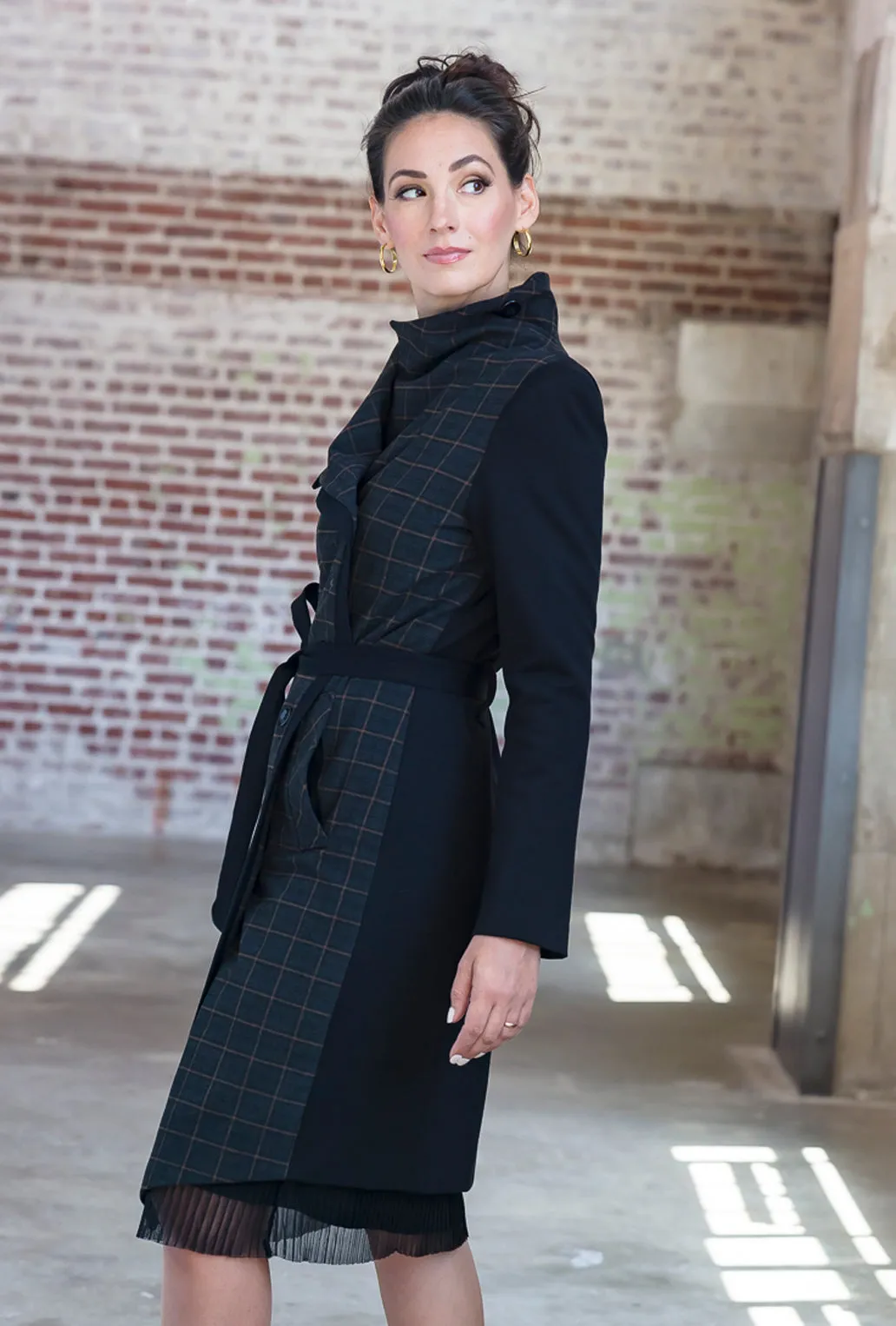 MALYN ASYMMETRICAL COAT · Japanese char plaid