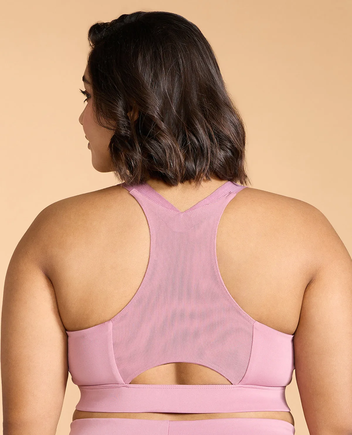 Mauve Mist Zip Sports Bra