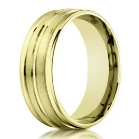 Men's 18K Yellow Gold Designer Wedding Band, Polished Groove | 6mm