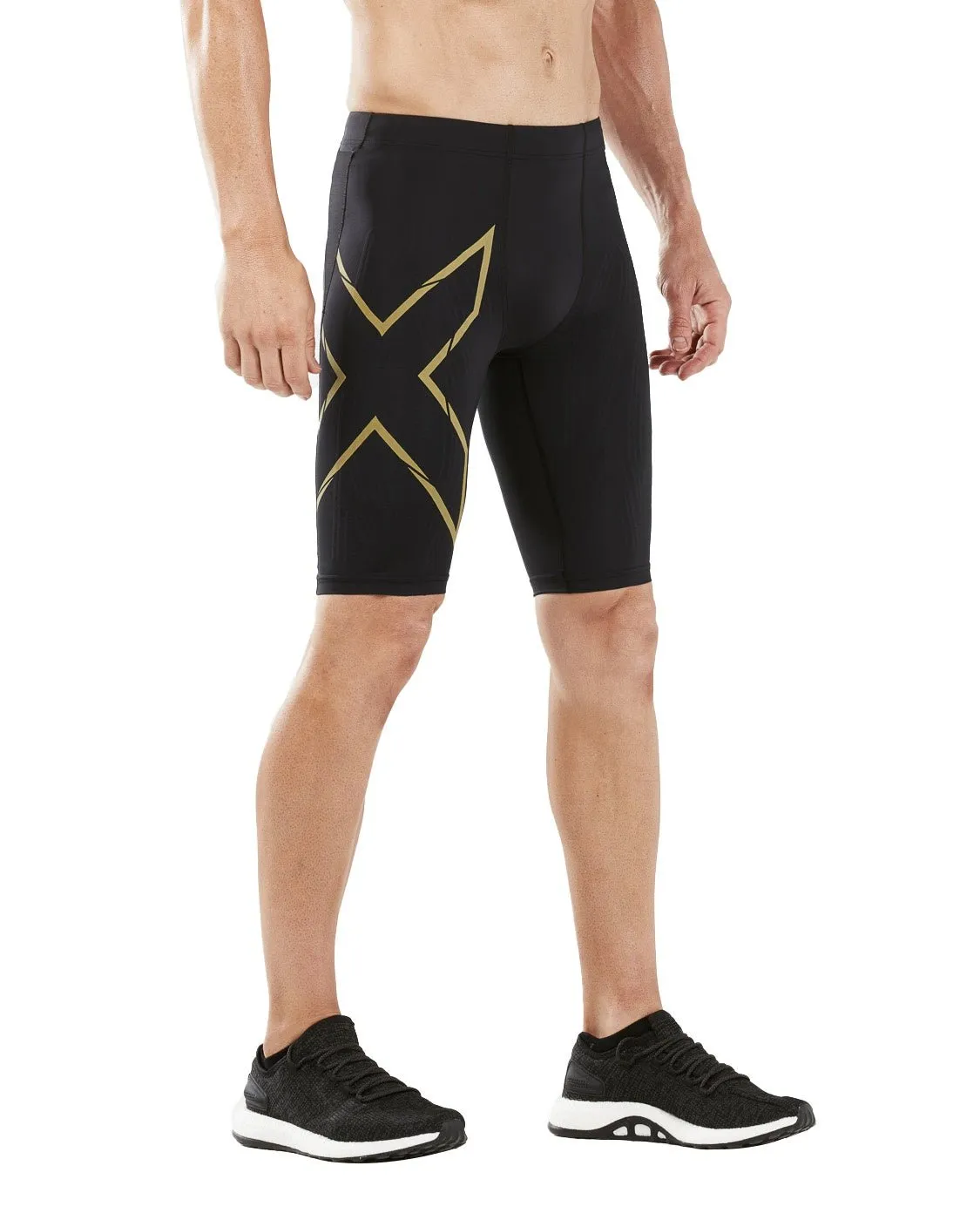 Men's Light Speed Compression Shorts - Black / Gold Reflective