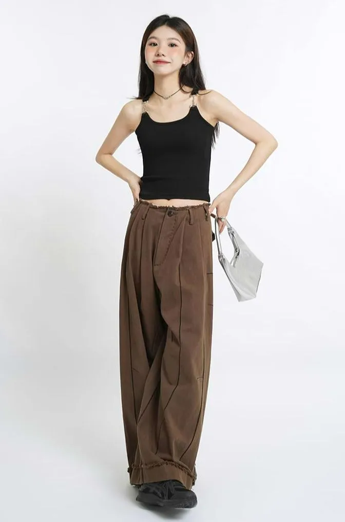 Metal Buckle Strap Ribbed Crop Top