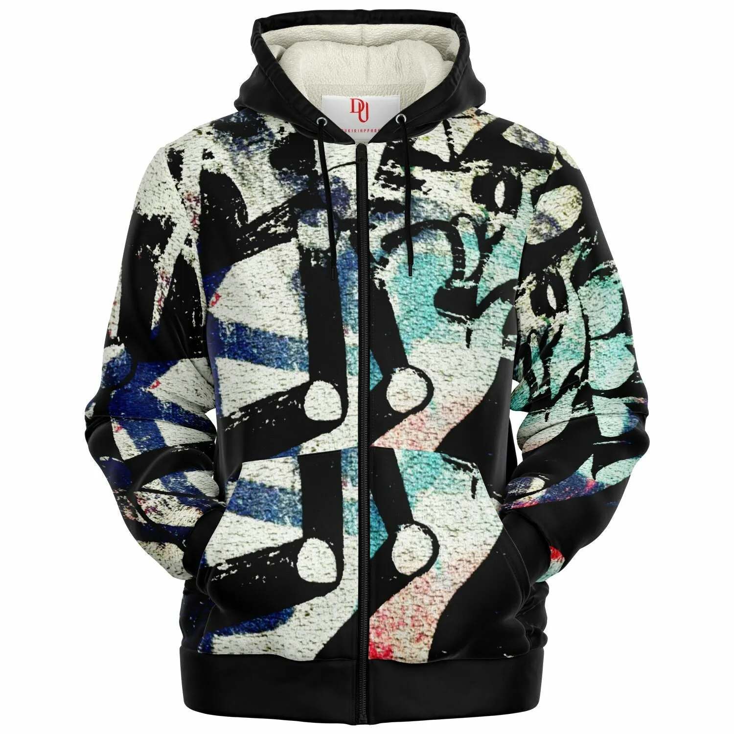 Microfleece Ziphoodie - Abstract Shapes & Robot Arms