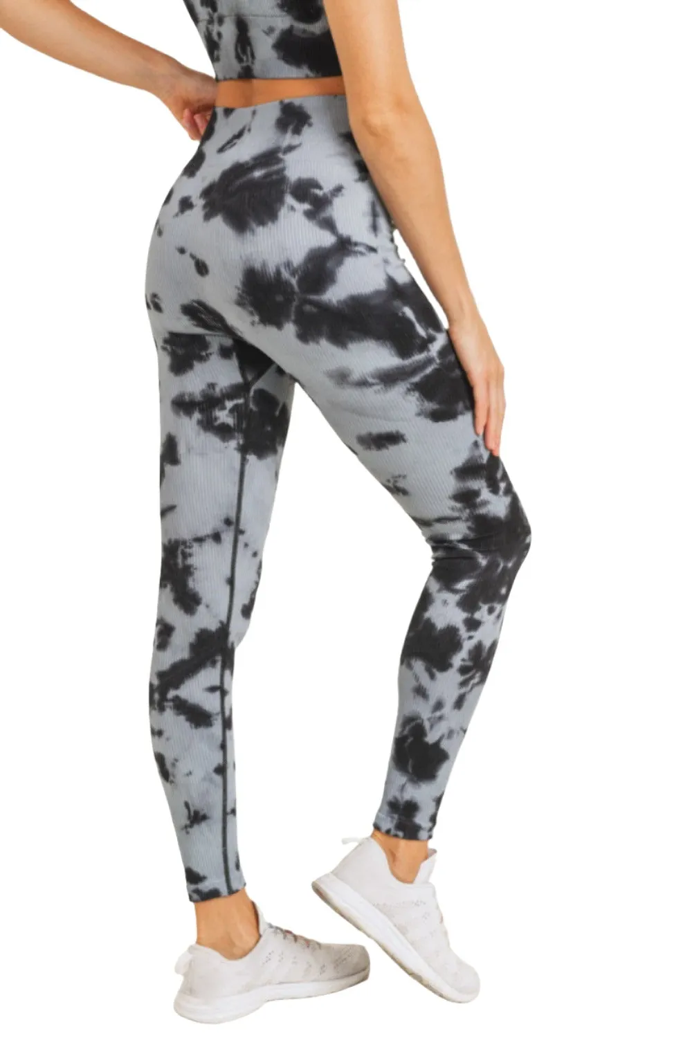 Mono B Smokescreen Tie-Dye Ribbed Seamless Highwaist Leggings APH3049