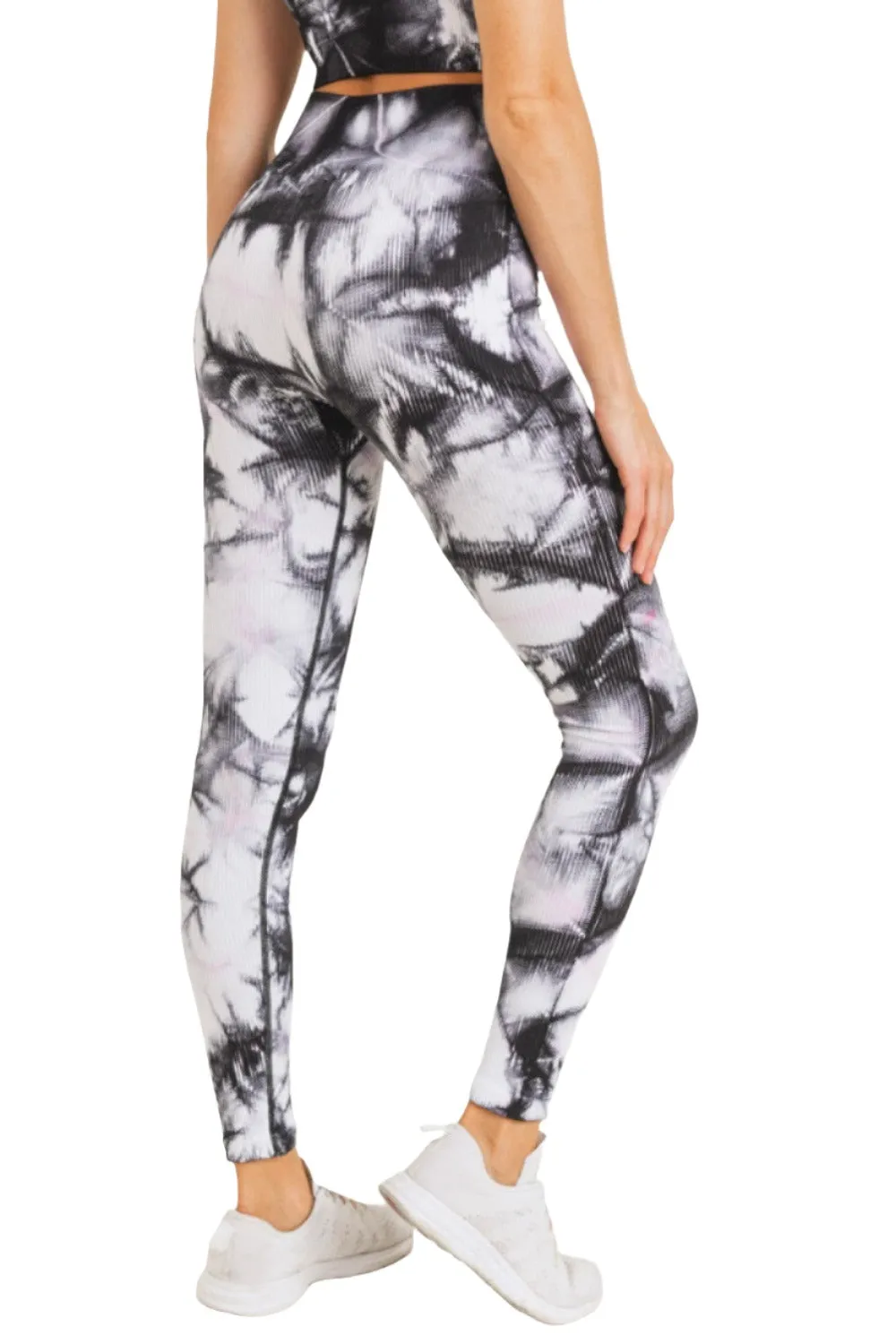 Mono B Smokescreen Tie-Dye Ribbed Seamless Highwaist Leggings APH3049