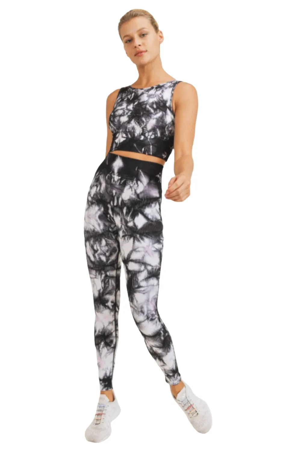 Mono B Smokescreen Tie-Dye Ribbed Seamless Highwaist Leggings APH3049