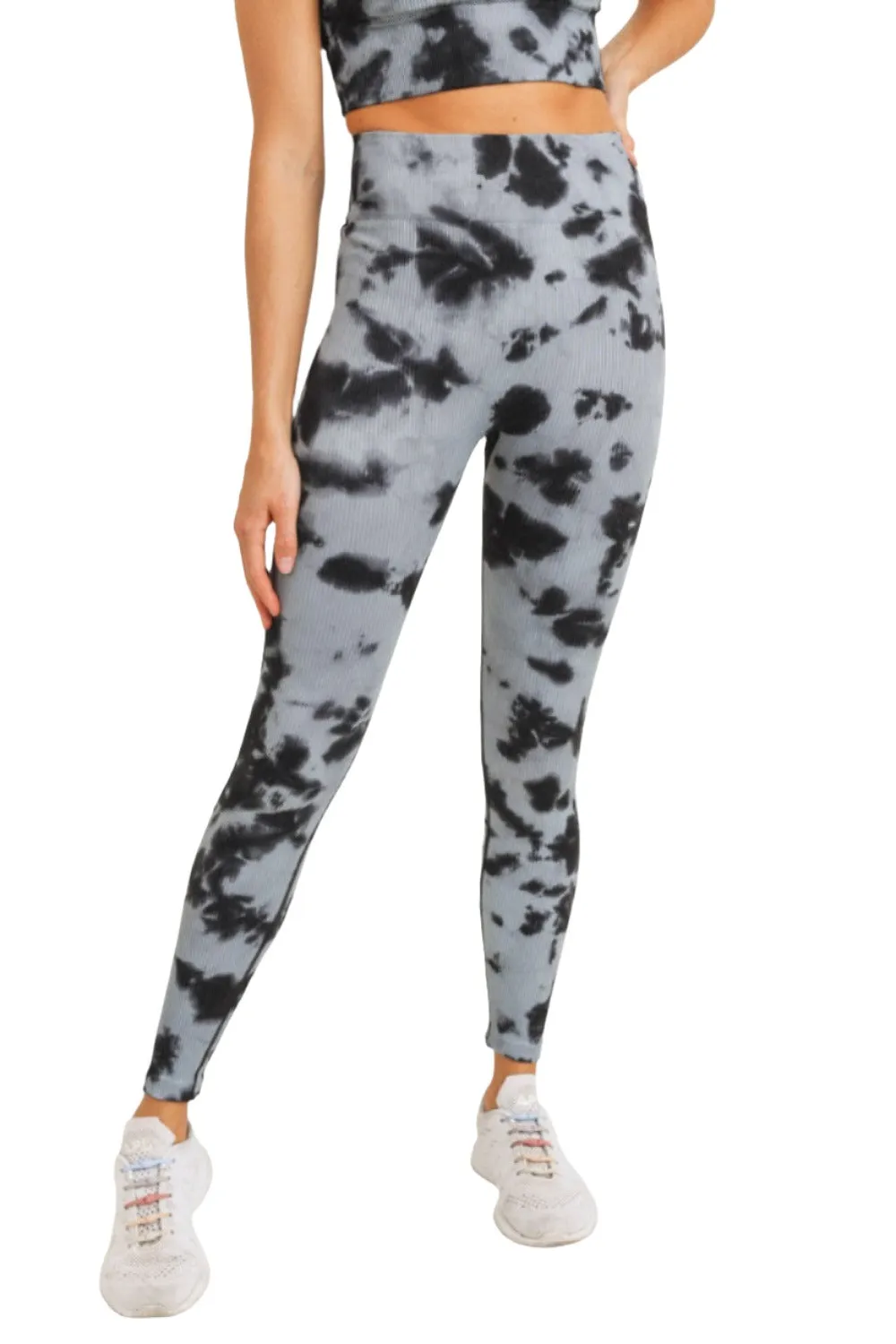 Mono B Smokescreen Tie-Dye Ribbed Seamless Highwaist Leggings APH3049