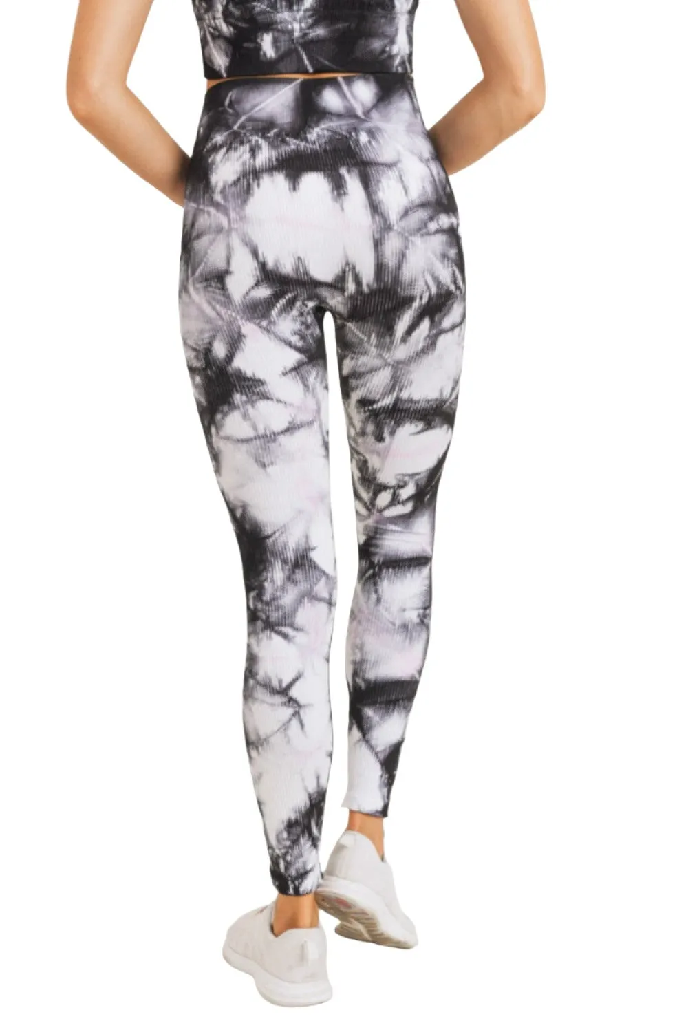 Mono B Smokescreen Tie-Dye Ribbed Seamless Highwaist Leggings APH3049