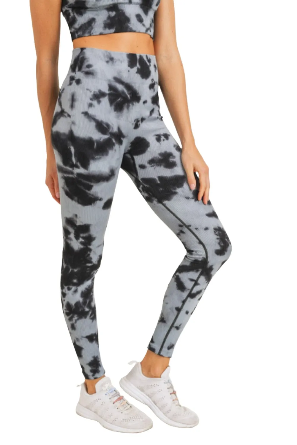 Mono B Smokescreen Tie-Dye Ribbed Seamless Highwaist Leggings APH3049