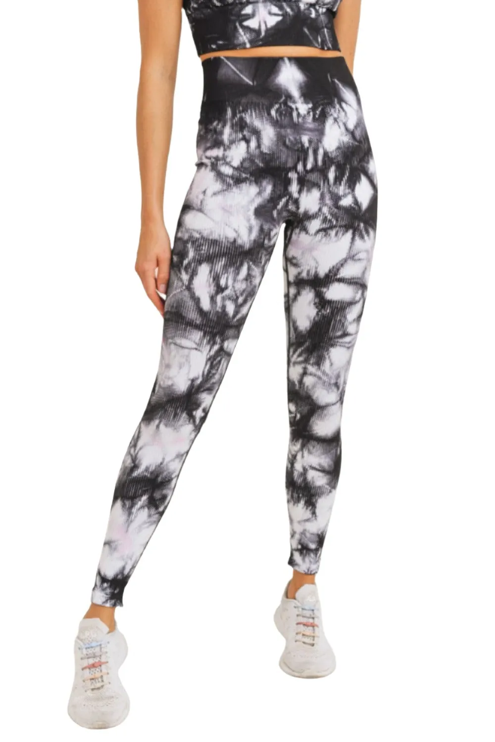 Mono B Smokescreen Tie-Dye Ribbed Seamless Highwaist Leggings APH3049